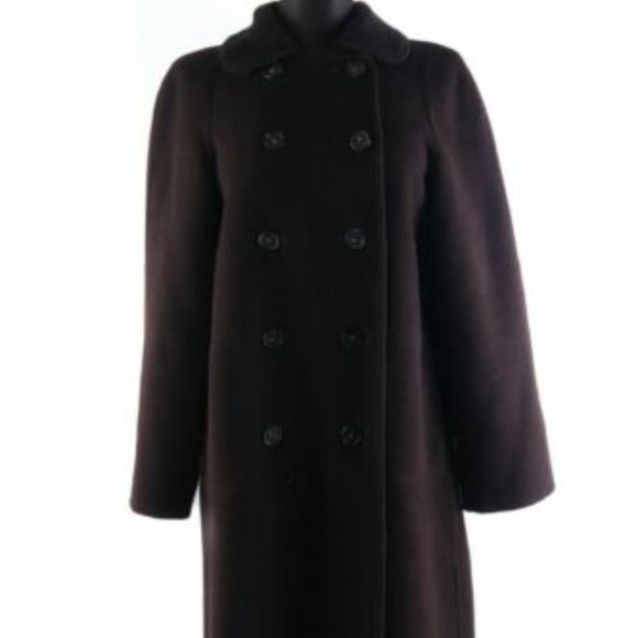 FACONNABLE Dark Brown Wool Angora Double-Breasted Overcoat Size s - Picture 1 of 5